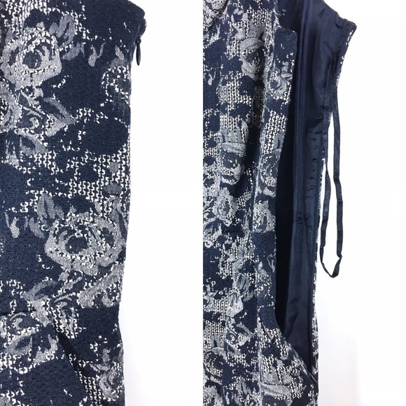 NINE WEST Dress Sheath Floral Flower Tweed Easter Wedding Guest Attire Size 12 - Picture 7 of 11